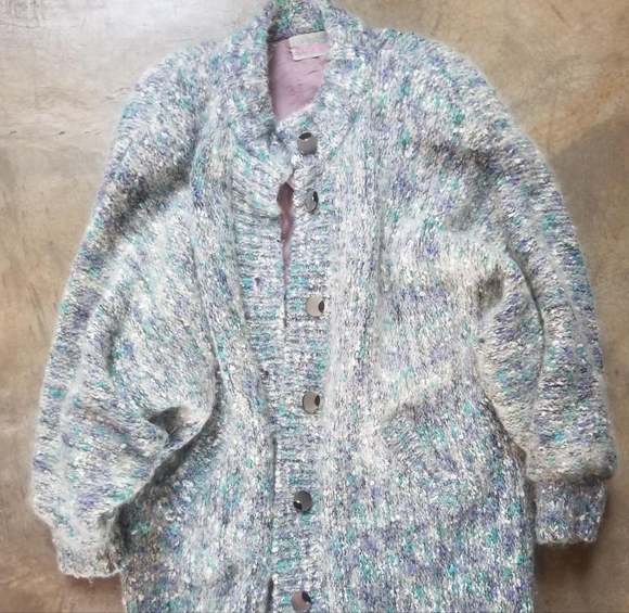 Vintage 80s 90s Knit Cardigan Sweatercoat - Picture 7 of 8